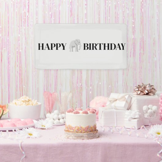 Large Elephant Happy Birthday Banner 横断幕 (パーティー)