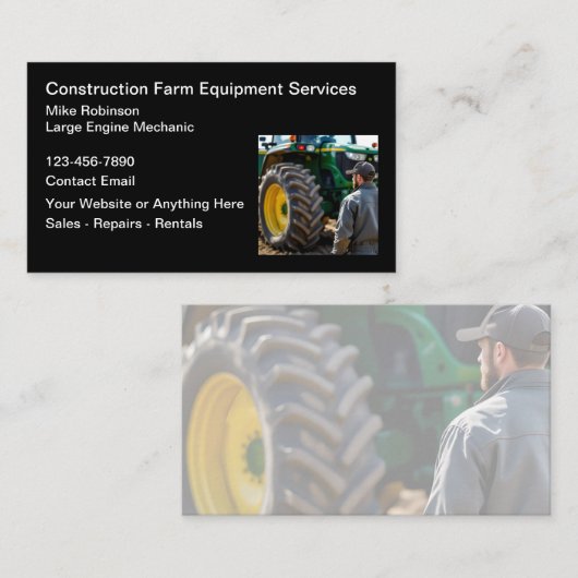 Large Equipment Construction Farm Business Cards 名刺 (正面/裏面)
