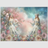 Large Fantasy Floral Angles Decoupage Paper 薄葉紙 (正面)