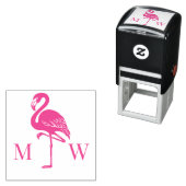 Large Flamingo Couple Wedding 2 Initial Monogram セルフインキングスタンプ (インサイチュ)