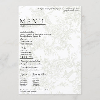 Large Floral Wedding Menu メニュー