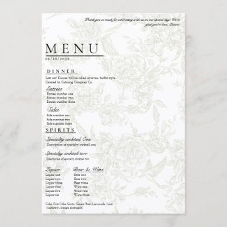 Large Floral Wedding Menu メニュー