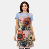 Large Florals Rich Rust, Deep Purple, Cream エプロン (着用した状態)