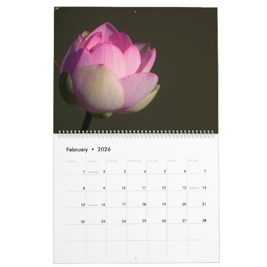Large Flowers 2026 Calendar カレンダー (2月 2026)