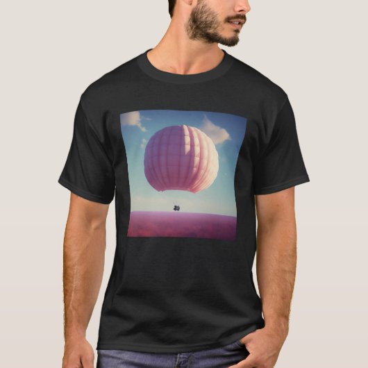 Large Giant Pink Hot Air Balloon Travel World Blue Tシャツ (正面)