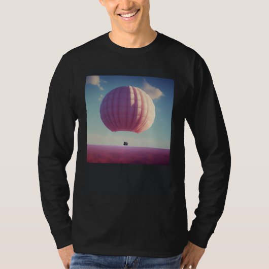 Large Giant Pink Hot Air Balloon Travel World Blue Tシャツ (正面)