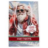 Large Gift Bag Funny Santa Personalized Accent ミディアムペーパーバッグ (正面)