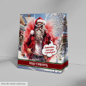 Large Gift Bag Handsome Santa Claus Keepsake ミディアムペーパーバッグ