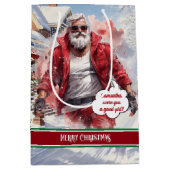 Large Gift Bag Handsome Santa Claus Keepsake ミディアムペーパーバッグ (正面)