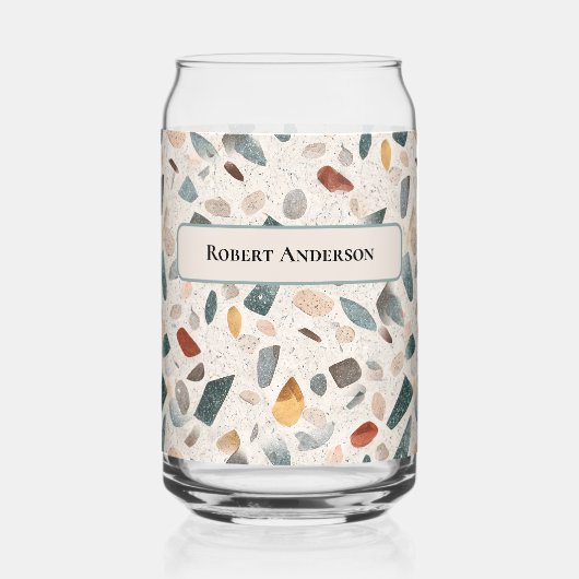 Large Glass Chips Retro Terrazzo Pattern Can Glass ガラス缶 (正面)