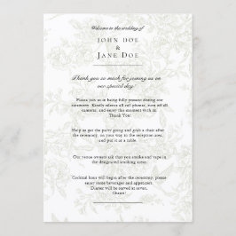 Large Green Floral Wedding Program プログラム