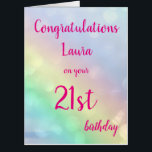 Large Happy 21st Birthdayデザイングリーティング カード<br><div class="desc">大きかわいらしなハッピー21歳の誕生日グリーティングカード。</div>