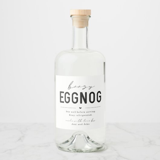 Large Homemade Boozy Eggnog Bottle Label リキュールボトルラベル (正面)