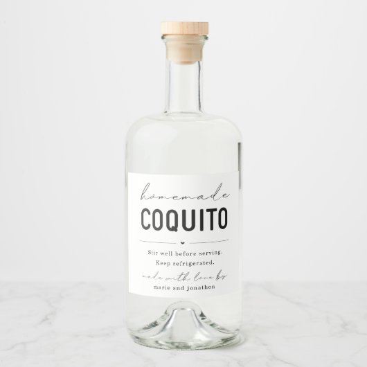 Large Homemade Coquito Bottle Label リキュールボトルラベル (正面)