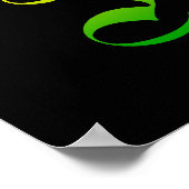 Large Jamaica Flag Poster, Black with Yellow Glow ポスター (角)