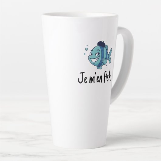 Large Latte Mug - Je m'en fish カフェラテマグ (右アングル)
