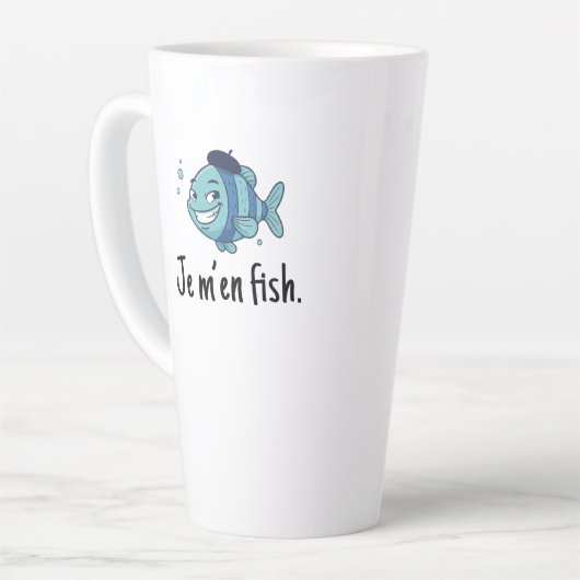 Large Latte Mug - Je m'en fish カフェラテマグ (左アングル)