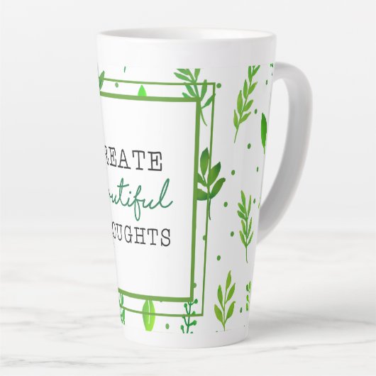 Large Latte Mug | Nature Green Leafy Pattern Print カフェラテマグ (右アングル)