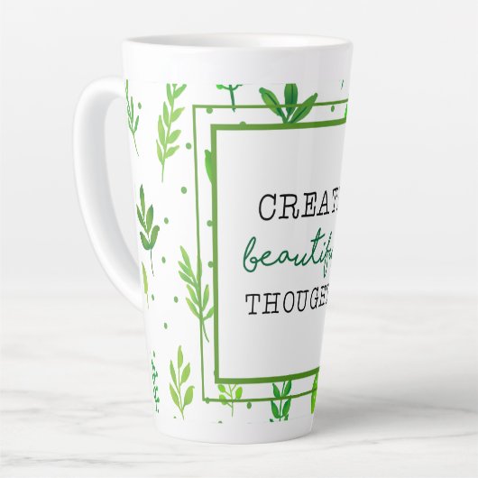 Large Latte Mug | Nature Green Leafy Pattern Print カフェラテマグ (左アングル)