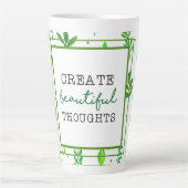 Large Latte Mug | Nature Green Leafy Pattern Print カフェラテマグ (正面)