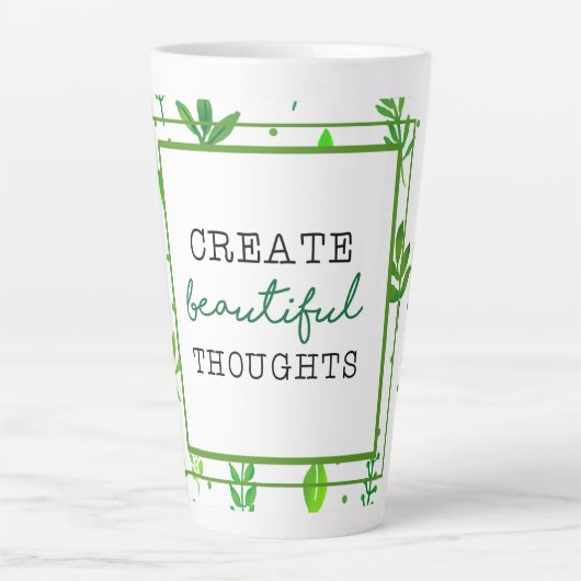 Large Latte Mug | Nature Green Leafy Pattern Print カフェラテマグ (正面)