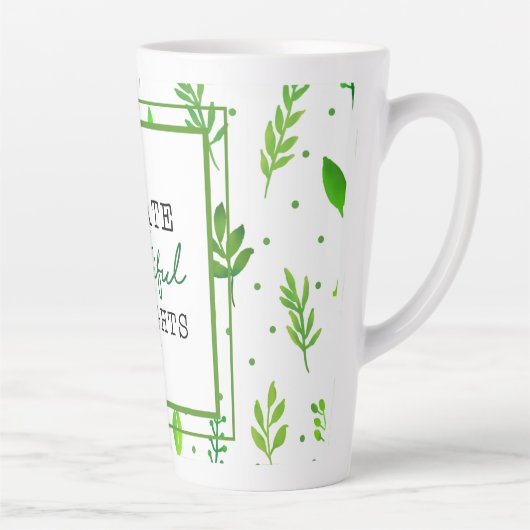Large Latte Mug | Nature Green Leafy Pattern Print カフェラテマグ (右)