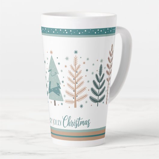 Large Latte Mug with Christmas Trees minimalist カフェラテマグ (右アングル)