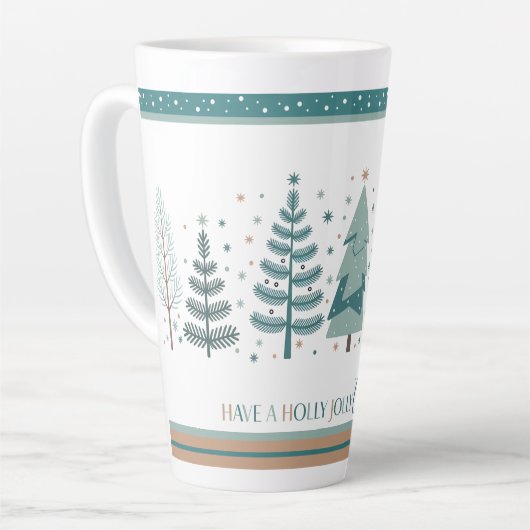 Large Latte Mug with Christmas Trees minimalist カフェラテマグ (左アングル)