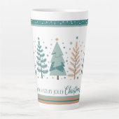 Large Latte Mug with Christmas Trees minimalist カフェラテマグ (正面)