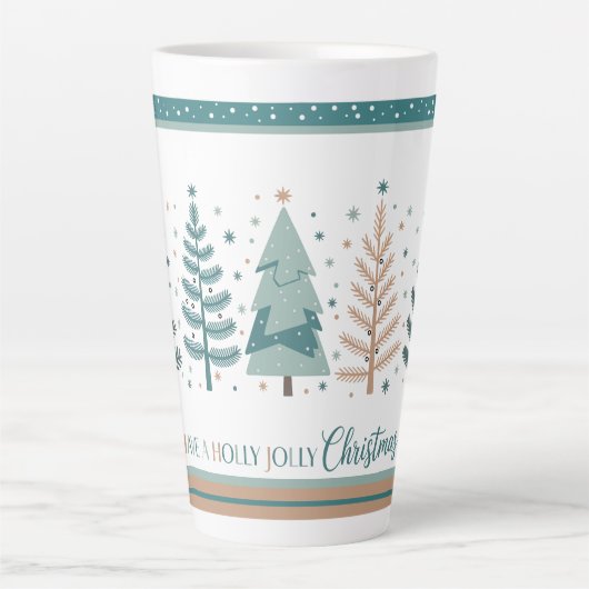 Large Latte Mug with Christmas Trees minimalist カフェラテマグ (正面)
