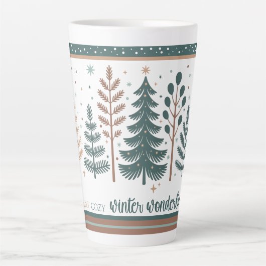 Large Latte Mug with Christmas Trees minimalist V2 カフェラテマグ (正面)