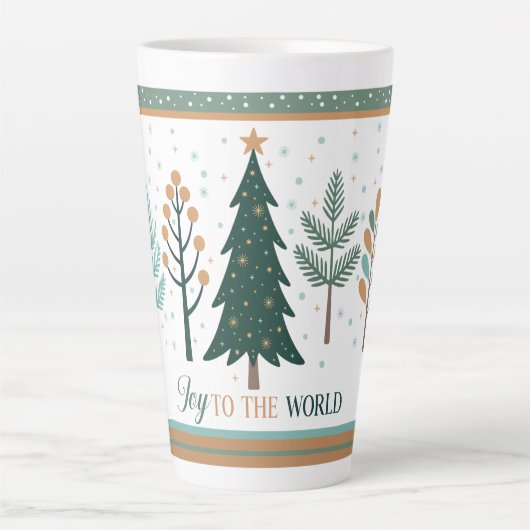Large Latte Mug with Christmas Trees minimalist V3 カフェラテマグ (正面)