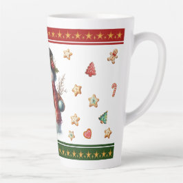 Large Latte Mug with Snowman and Christmas Cookies カフェラテマグ