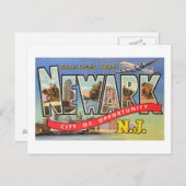 Large Letter Greeting, Newark, NJヴィンテージ ポストカード (正面/裏面)