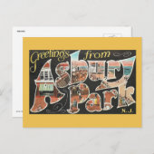 Large Letter Greetings, Asbury Park, NJヴィンテージ ポストカード (正面/裏面)