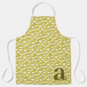 Large Letter Monogram Dark Gold Floral Pattern エプロン (正面)