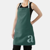 Large Letter Monogram Dark Teal Blue Minimalist エプロン (インサイチュ)