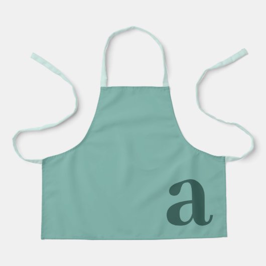 Large Letter Monogram Teal Blue Minimalist エプロン (正面)