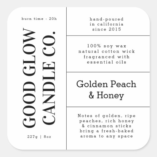 Large Logo Candle Jar Product Label Stickers スクエアシール (正面)
