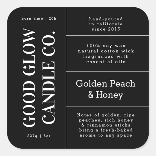 Large Logo Candle Jar Product Label Stickers スクエアシール (正面)