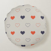 Large - Lovely hearts / orange cream dark ラウンドクッション (裏面)