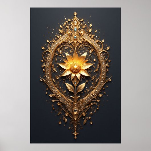 Large Metallic Flower Luxury  for Modern Home 🌸🖼 ポスター (正面)