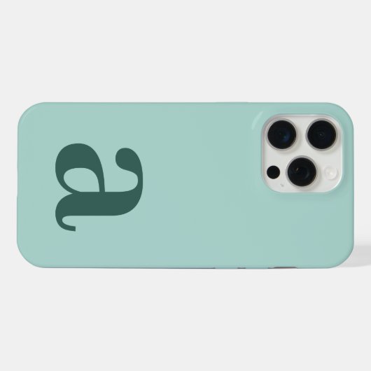 Large Monogram Letter Teal/Sea Green Minimalist iPhoneケース (裏面横)