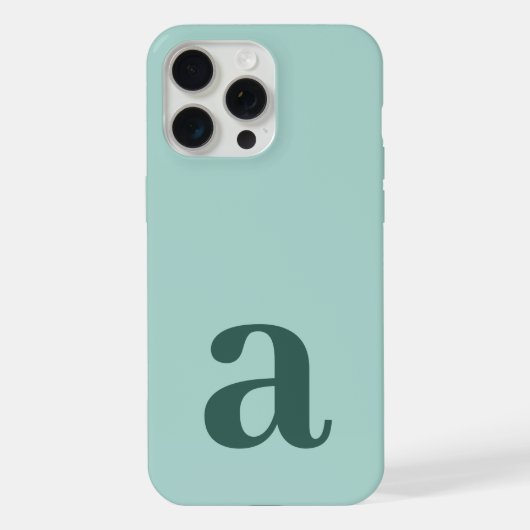 Large Monogram Letter Teal/Sea Green Minimalist iPhoneケース (裏面)