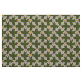 Large Moss Abstract Floral Grid Natural Linen ファブリック (ファットクウォーター)