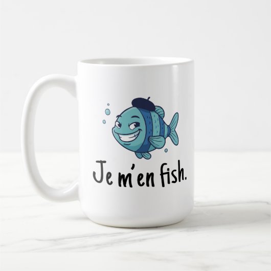 Large Mug - Je m'en fish コーヒーマグカップ (左)