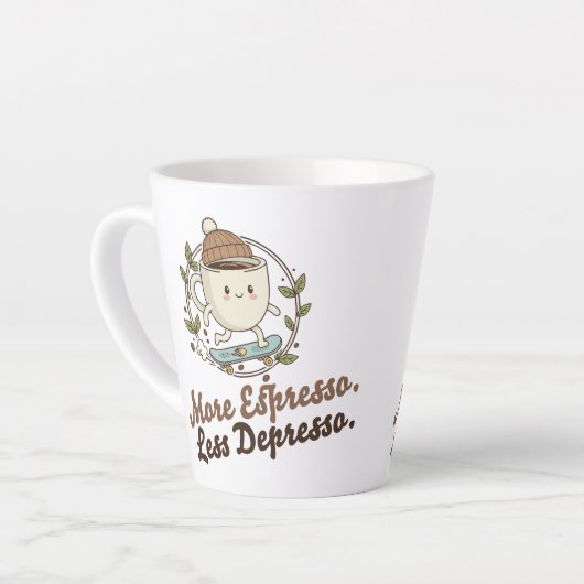 Large Mug - More Espresso. Less Depresso. カフェラテマグ (左アングル)