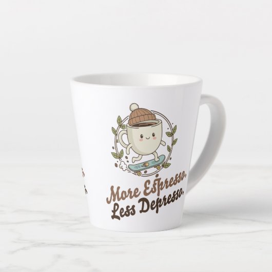 Large Mug - More Espresso. Less Depresso. カフェラテマグ (右アングル)