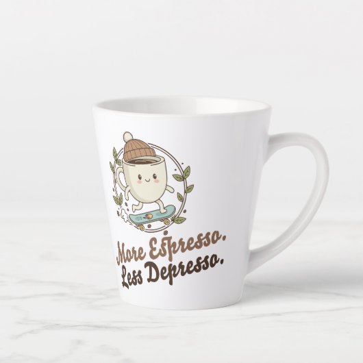 Large Mug - More Espresso. Less Depresso. カフェラテマグ (右)