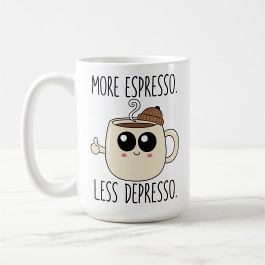 Large Mug - More Espresso. Less Depresso. コーヒーマグカップ (左)